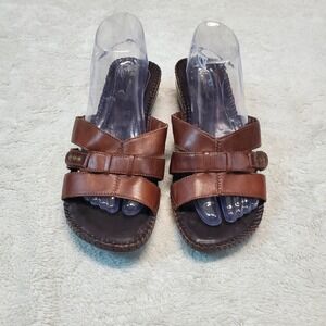 Naturalizer Brown Leather Tan Strappy‎ Classic Casual Boho Open Toe Sandals 9 W